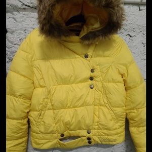 Yellow Hooded Puffer Jacket